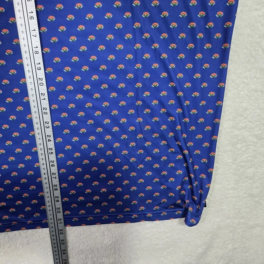 RLX Ralph Lauren Mens XL Performance Golf Floral Print Polo Shirt Stretch Blue